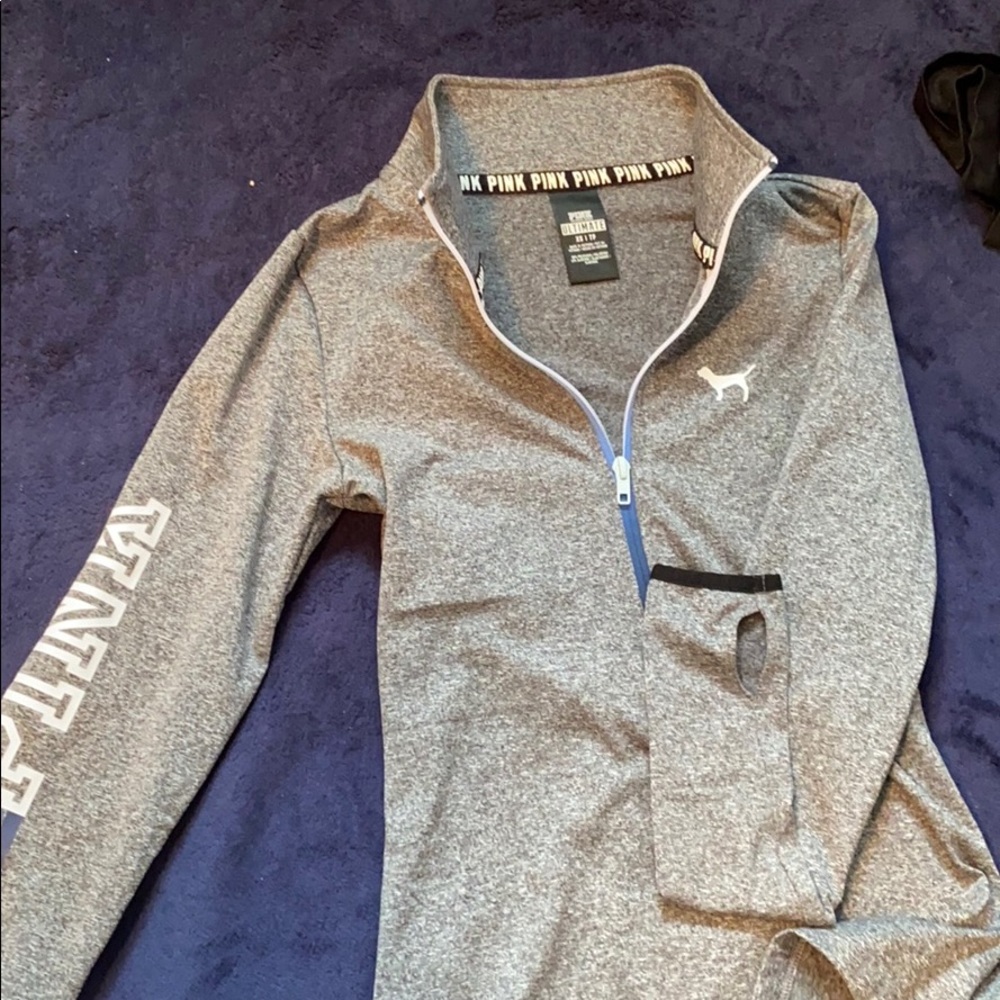 Pink fitness long sleeve quarter zip